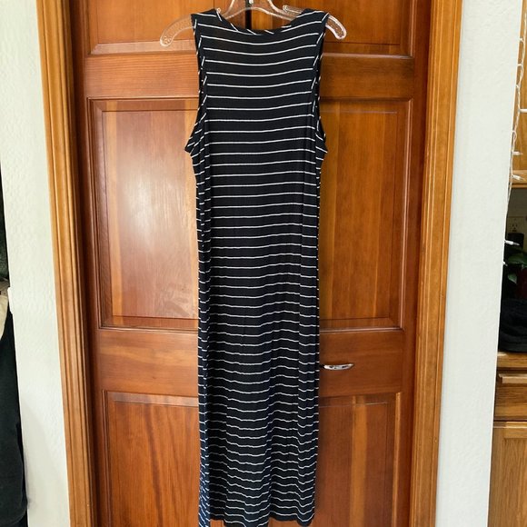 Michael Stars Sleeveless Dress - Mid-calf length - black with white stripes - OS - Picture 2 of 4
